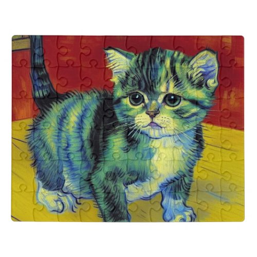 Van Gogh Tabby Cat Jigsaw Puzzle