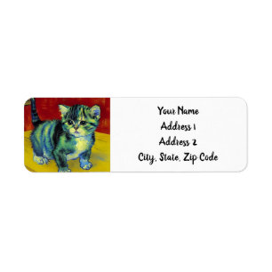Van Gogh Tabby Cat Label