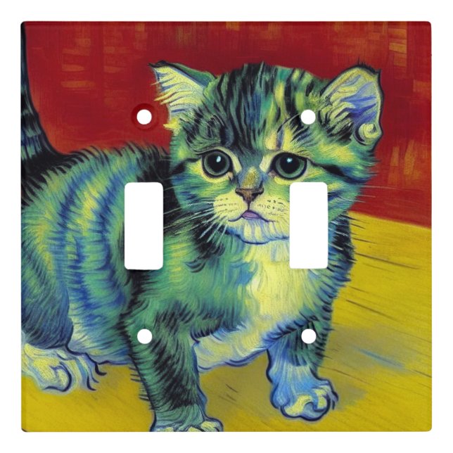 Van Gogh Tabby Cat Light Switch Cover (Front)
