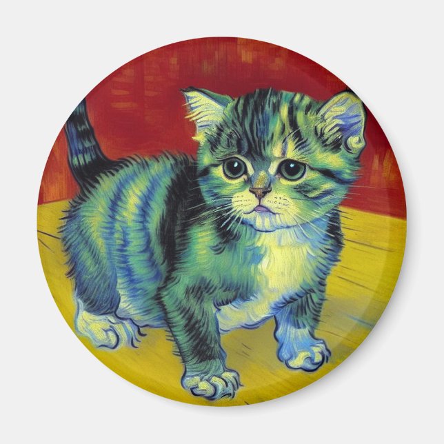 Van Gogh Tabby Cat Magnet (Front)