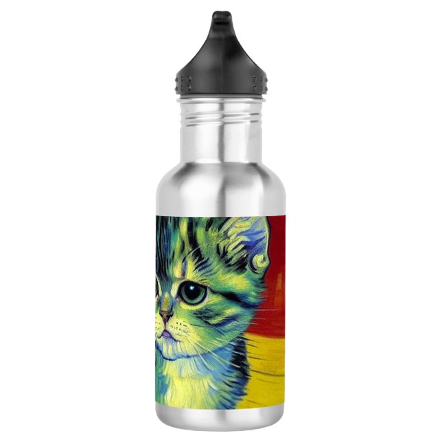 Van Gogh Tabby Cat Stainless Steel Water Bottle (Right)