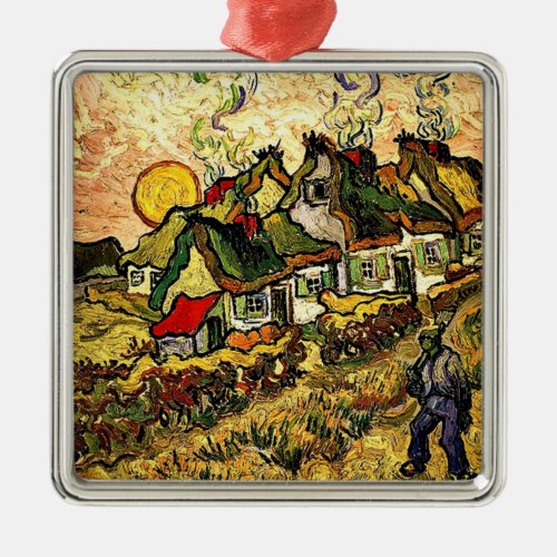Van Gogh Thatched Cottages in the Sunshine Metal Ornament