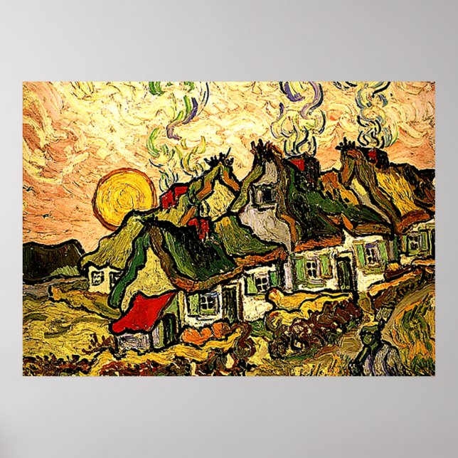 Van Gogh - Thatched Cottages in the Sunshine Poster (Front)