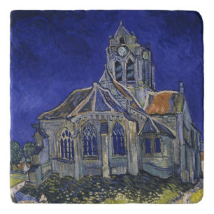 Van Gogh The Church at Auvers Blue Sky Art Trivet