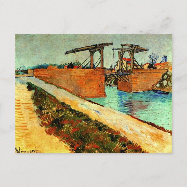 Van Gogh - The Langlois Bridge with Road Postcard (Front)