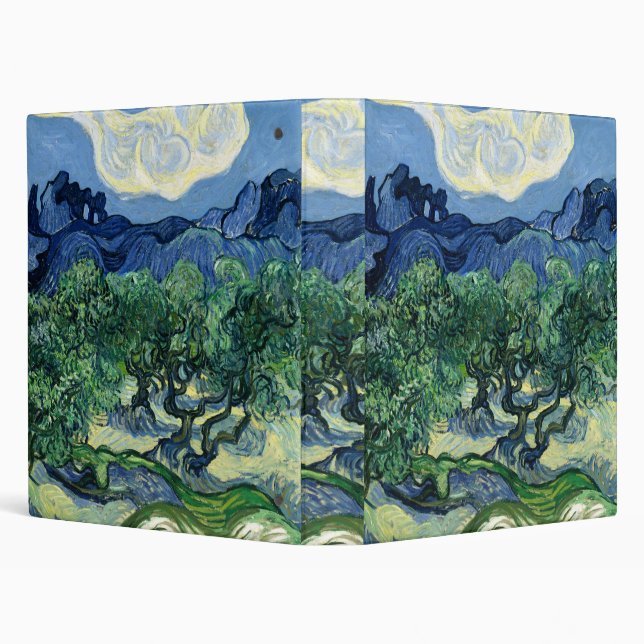 Van Gogh The Olive Trees Landscape Painting 3 Ring Binder (Background)