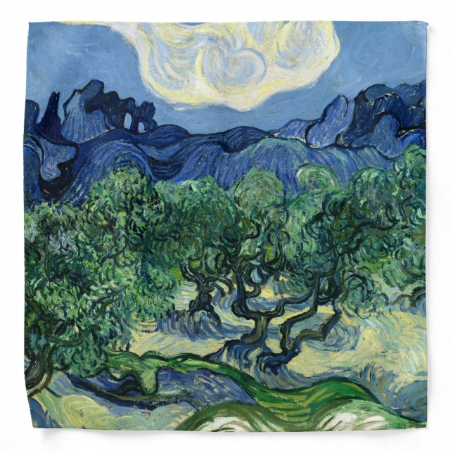 Van Gogh The Olive Trees Landscape Painting Bandana (Front)
