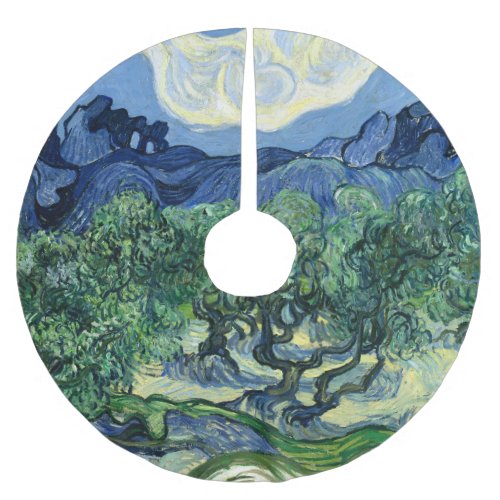 Van Gogh The Olive Trees Landscape Painting Brushed Polyester Tree Skirt