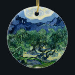 Van Gogh The Olive Trees Landscape Painting Ceramic Ornament<br><div class="desc">Immerse yourself in the vibrant, swirling world of Vincent Van Gogh with this iconic landscape, "The Olive Trees." This celebrated Post-Impressionist painting captures the rugged beauty and expressive energy of the olive groves with Van Gogh's distinctive, agitated brushstrokes. The striking blues of the sky and undulating hills complement the vibrant...</div>