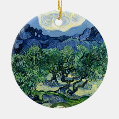 Van Gogh The Olive Trees Landscape Painting Ceramic Ornament