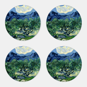 Van Gogh The Olive Trees Landscape Painting Coaster Set