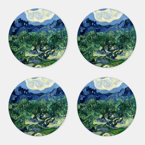 Van Gogh The Olive Trees Landscape Painting Coaster Set