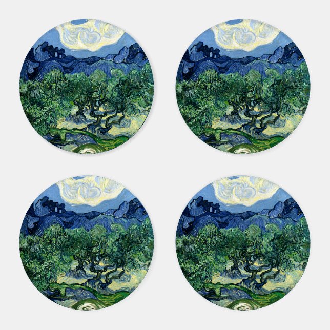 Van Gogh The Olive Trees Landscape Painting Coaster Set (Set)