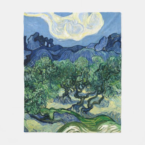 Van Gogh The Olive Trees Landscape Painting Fleece Blanket