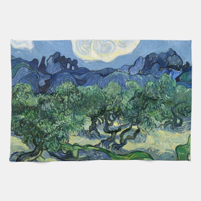 Van Gogh The Olive Trees Landscape Painting Kitchen Towel (Horizontal)