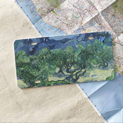 Van Gogh The Olive Trees Landscape Painting License Plate