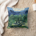 Van Gogh The Olive Trees Landscape Painting Throw Pillow<br><div class="desc">Immerse yourself in the vibrant, swirling world of Vincent Van Gogh with this iconic landscape, "The Olive Trees." This celebrated Post-Impressionist painting captures the rugged beauty and expressive energy of the olive groves with Van Gogh's distinctive, agitated brushstrokes. The striking blues of the sky and undulating hills complement the vibrant...</div>