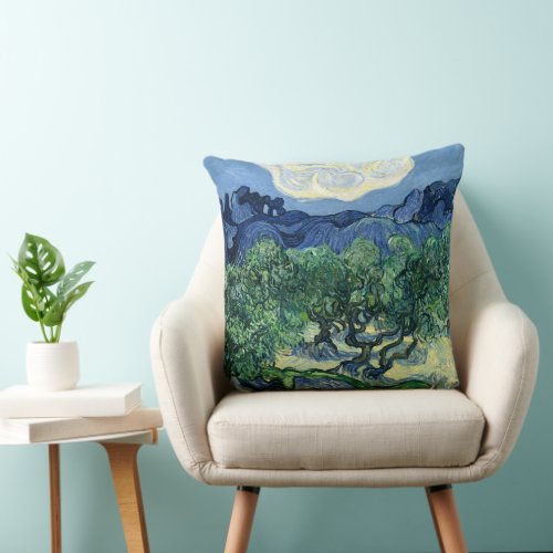 Van Gogh The Olive Trees Landscape Painting Throw Pillow