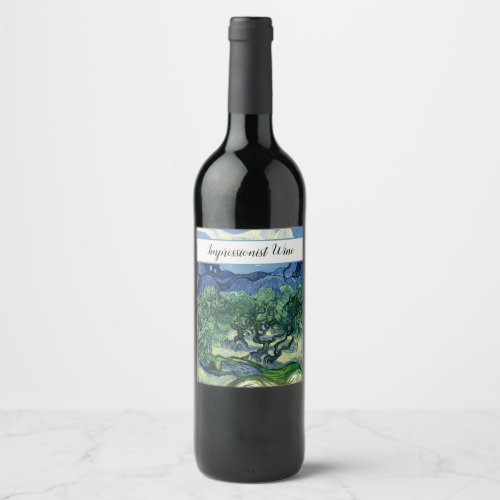 Van Gogh The Olive Trees Landscape Painting Wine Label
