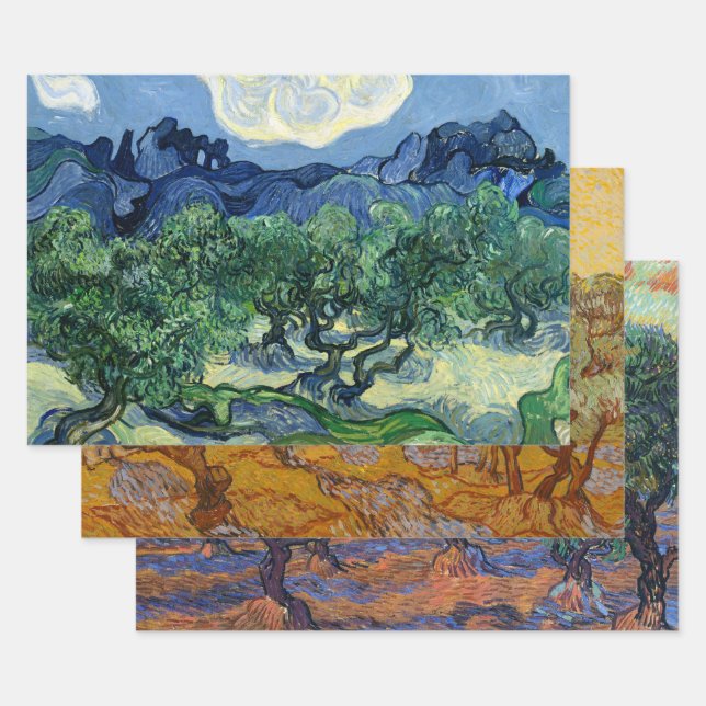Van Gogh The Olive Trees Landscape Painting Wrapping Paper Sheets (Set)