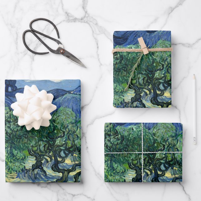 Van Gogh The Olive Trees Landscape Painting Wrapping Paper Sheets (Front)