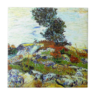 Van Gogh - The Rocks with Oak Tree, fine art Ceramic Tile