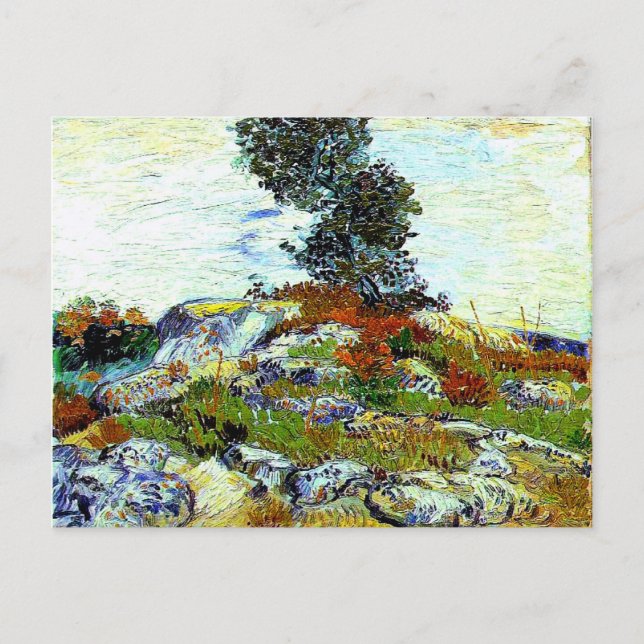 Van Gogh - The Rocks with Oak Tree, fine art Postcard (Front)