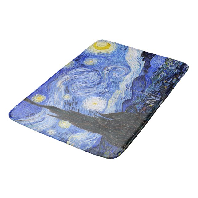 Van Gogh The Starry Night Bathroom Mat (Angled)