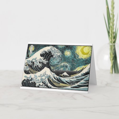 Van Gogh The Starry Night  Hokusai The Great Wave Card