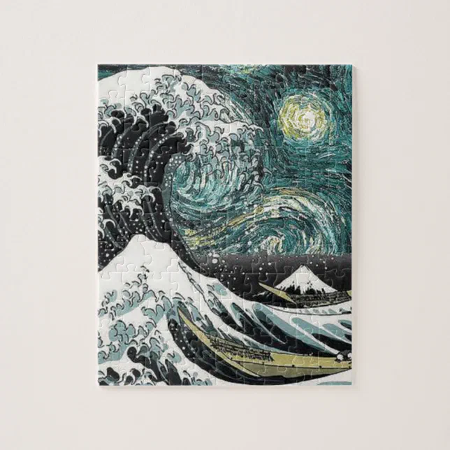Van Gogh The Starry Night Hokusai The Great Wave Jigsaw Puzzle Zazzle