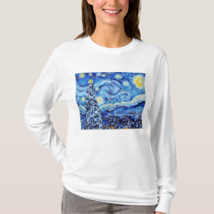 Van Gogh - The Starry Night - White Christmas Art  T-Shirt