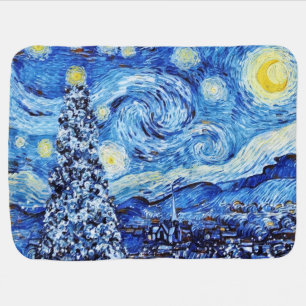 Van Gogh - The Starry Night - White Christmas Baby Blanket