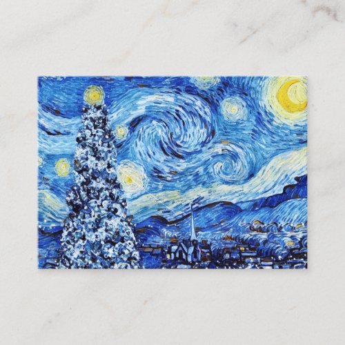 Van Gogh _ The Starry Night _ White Christmas Busi Business Card