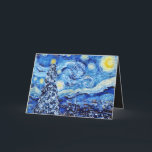 Van Gogh - The Starry Night - White Christmas Card<br><div class="desc">This design features a christmas themed adoption of the classic oil painting "The Starry Nigh" by Vincent Van Gogh - the dutch painter widely considered as one of the greatest painters of all time.</div>