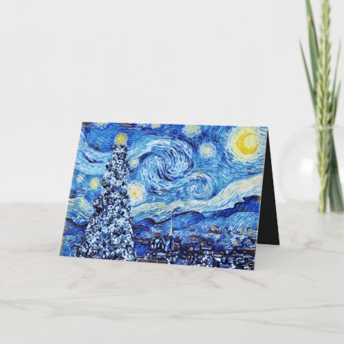 Van Gogh _ The Starry Night _ White Christmas Card