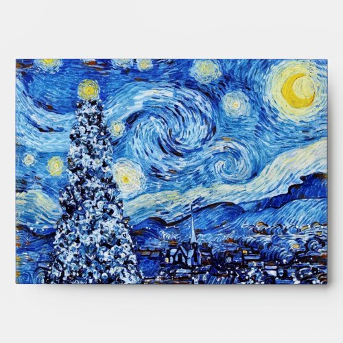 Van Gogh _ The Starry Night _ White Christmas Enve Envelope