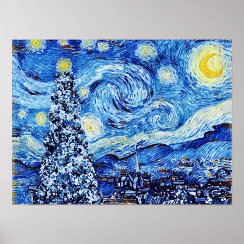 Van Gogh _ The Starry Night _ White Christmas  Pos Poster