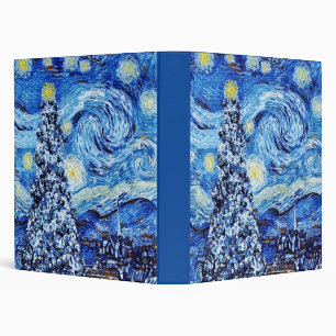 Van Gogh - The Starry Night - White Christmas Post 3 Ring Binder