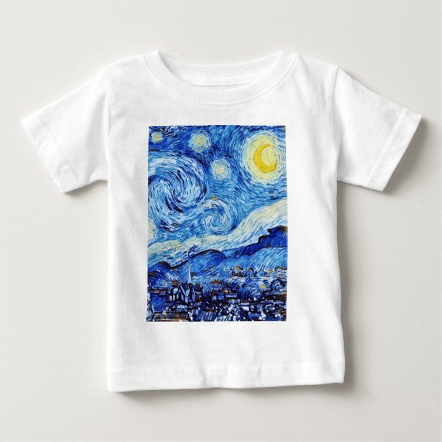 Van Gogh - The Starry Night - White Christmas Post Baby T-Shirt (Front)