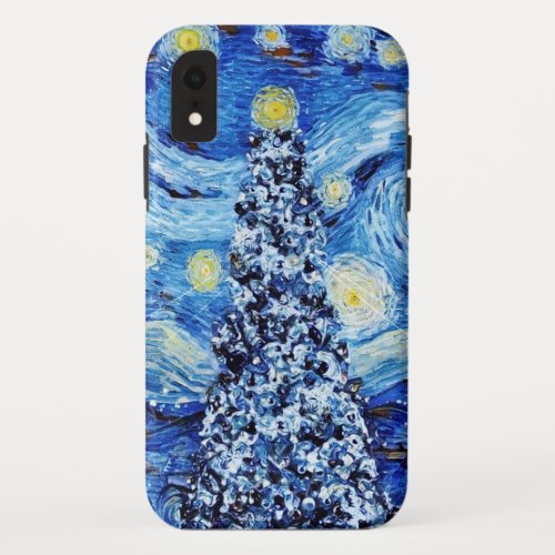 Van Gogh _ The Starry Night _ White Christmas Post iPhone XR Case