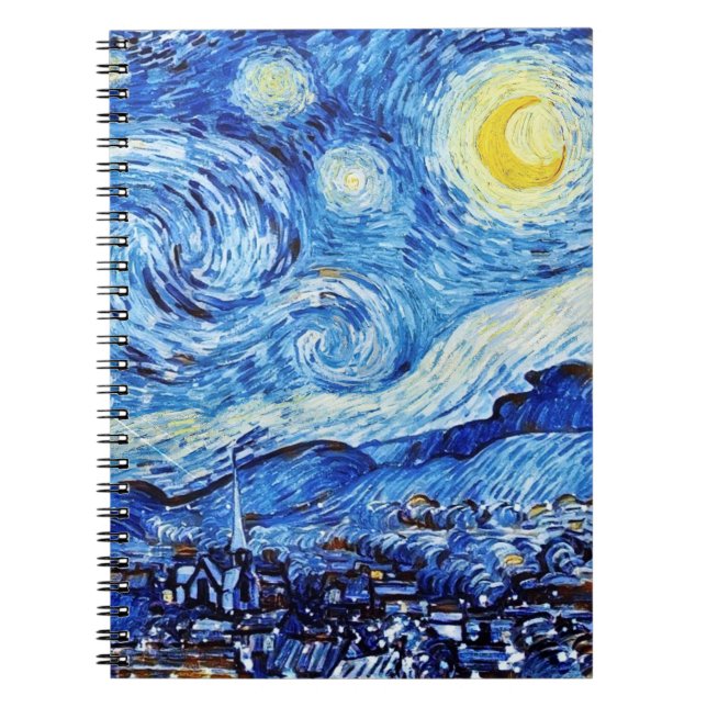 Van Gogh - The Starry Night - White Christmas Post Notebook (Front)