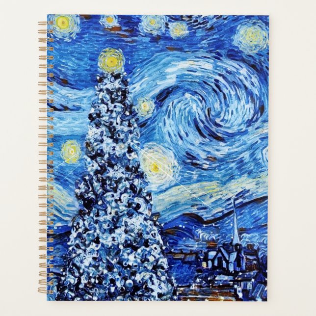Van Gogh - The Starry Night - White Christmas Post Planner (Front)