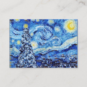 Van Gogh - The Starry Night - White Christmas Squa Business Card