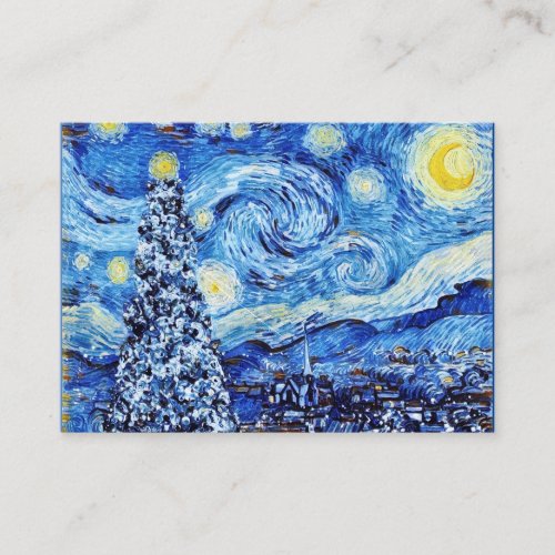Van Gogh _ The Starry Night _ White Christmas Squa Business Card