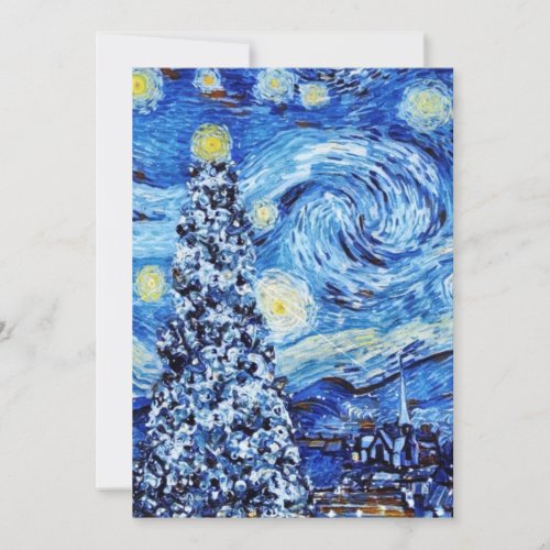 Van Gogh _ The Starry Night _ White Christmas T_Sh Invitation