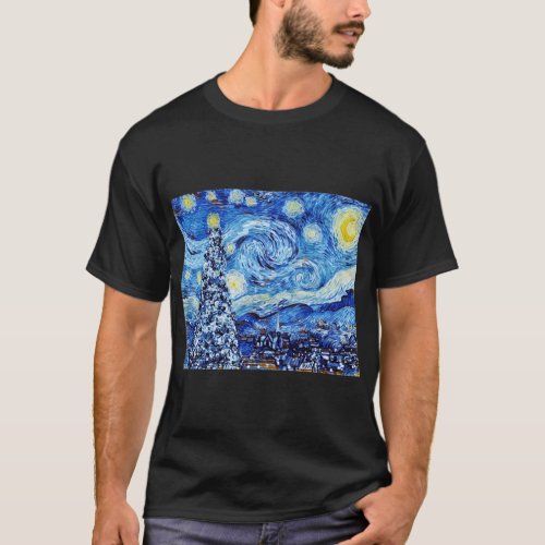 Van Gogh _ The Starry Night _ White Christmas T_Shirt