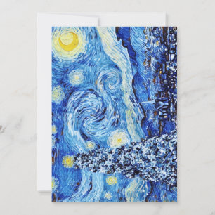 Van Gogh - The Starry Night - White Christmas Thank You Card