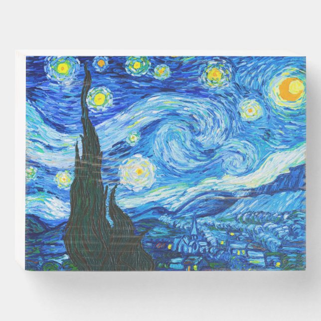 Van Gogh The Starry Night Wooden Box Sign (Front Horizontal)