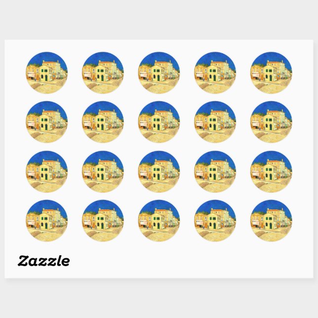 Van Gogh, The Yellow House,  Classic Round Sticker (Sheet)