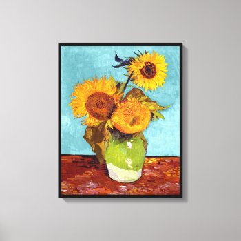 Van Gogh - Three Sunflowers In A Vase - Fine Art Canvas Print by ArtLoversCafe at Zazzle